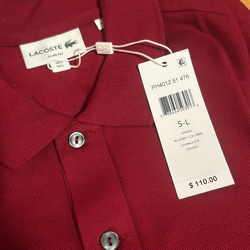Lacoste Deep Red Polo with Crocodile Logo - Picture 2 of 5